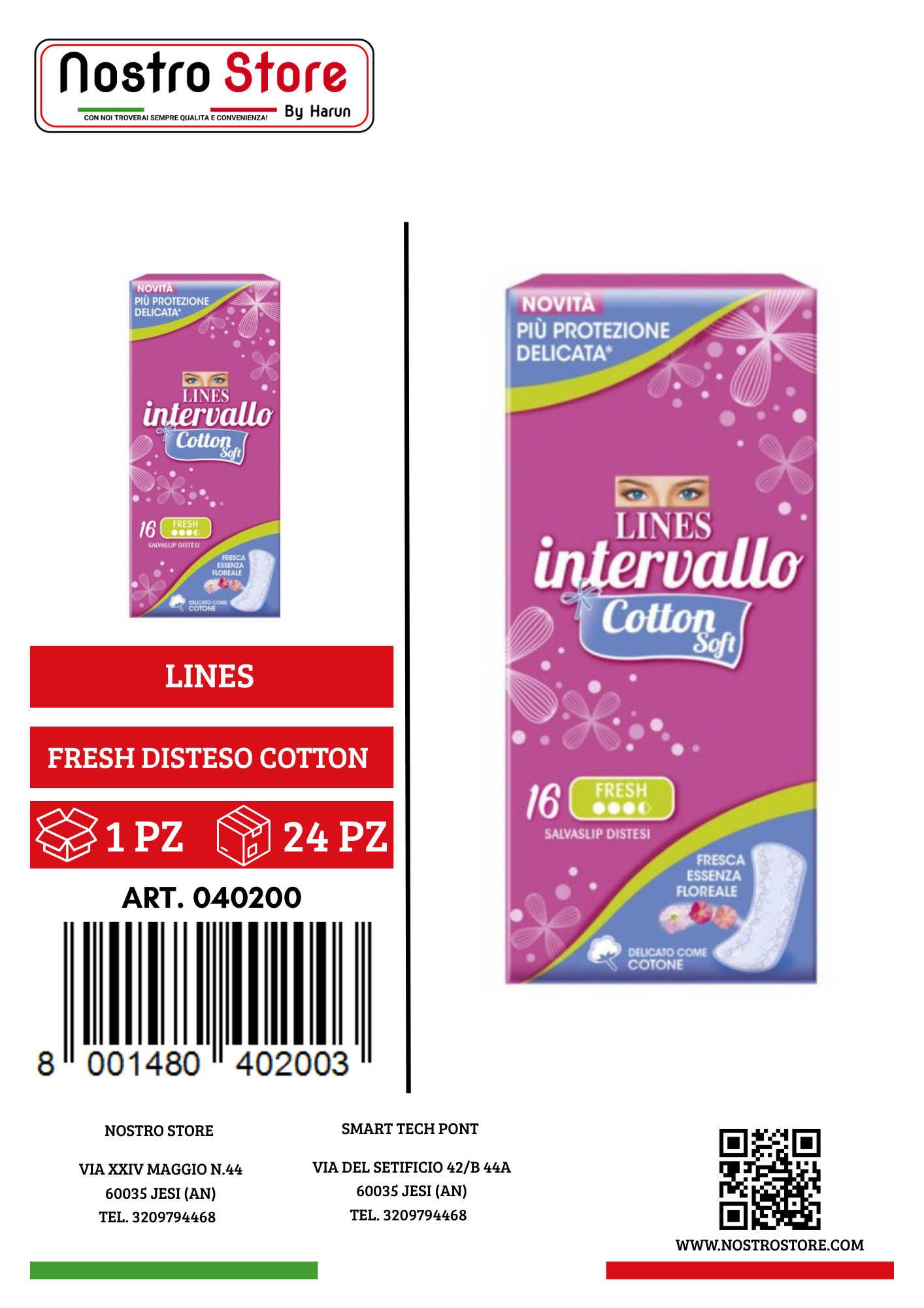 LINES INTERVALLO PROTEGGISLIP FRESH DISTESO COTTON X16