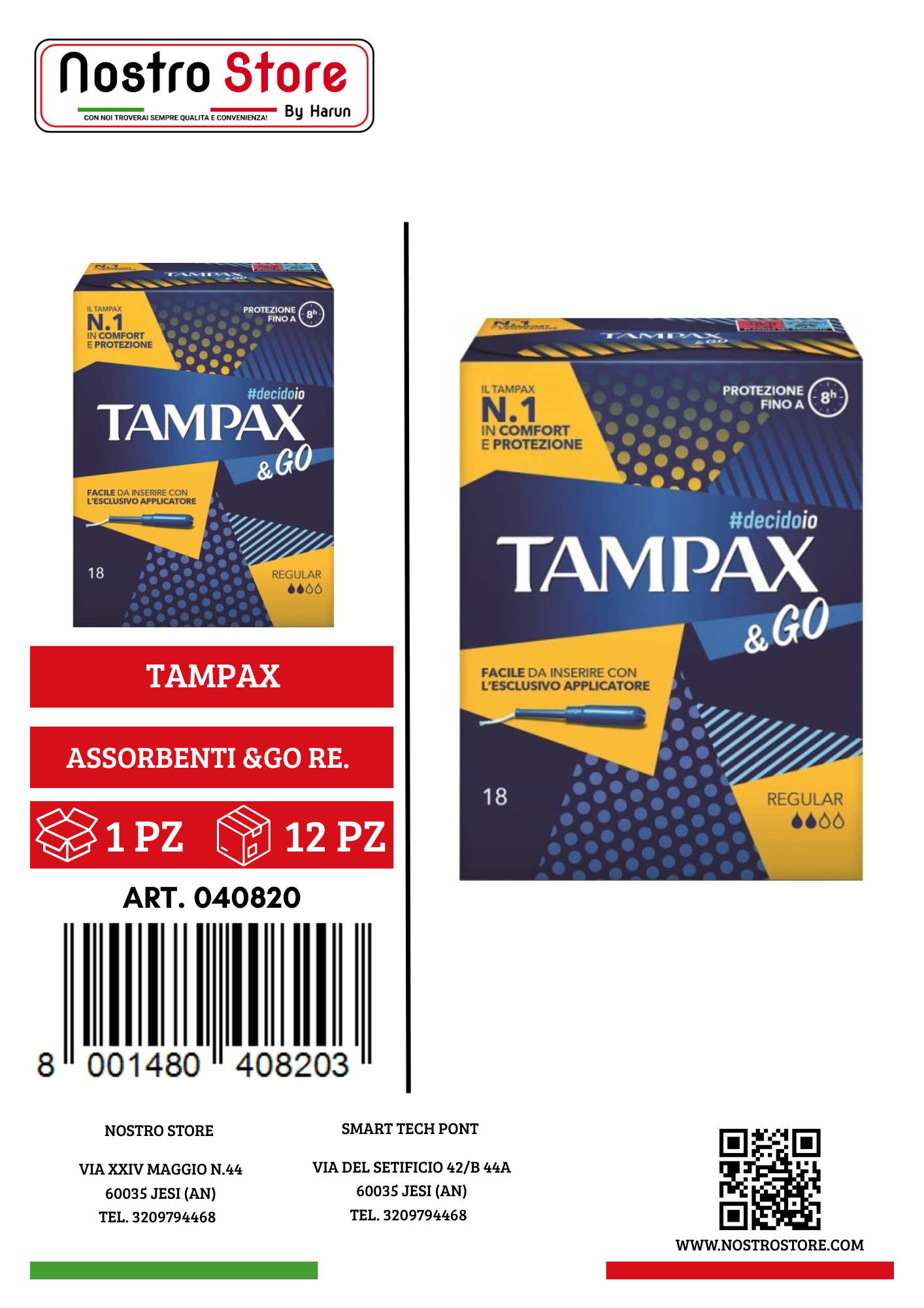 TAMPAX ASSORBENTI &GO REGULAR x18
