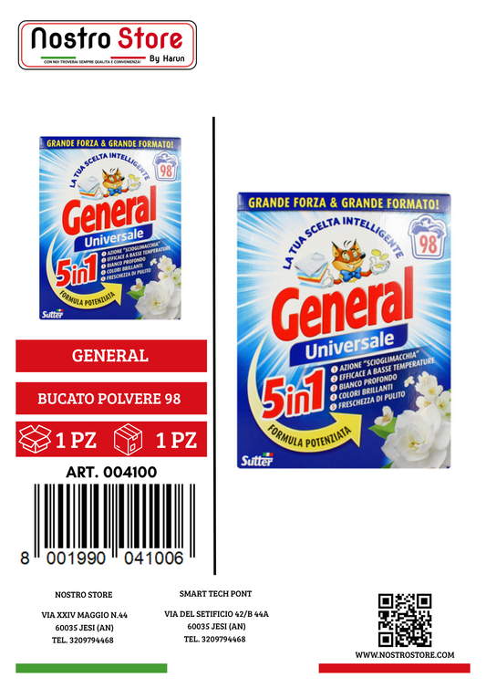 GENERAL BUCATO POLVERE 98 MIS. 5,4 KG