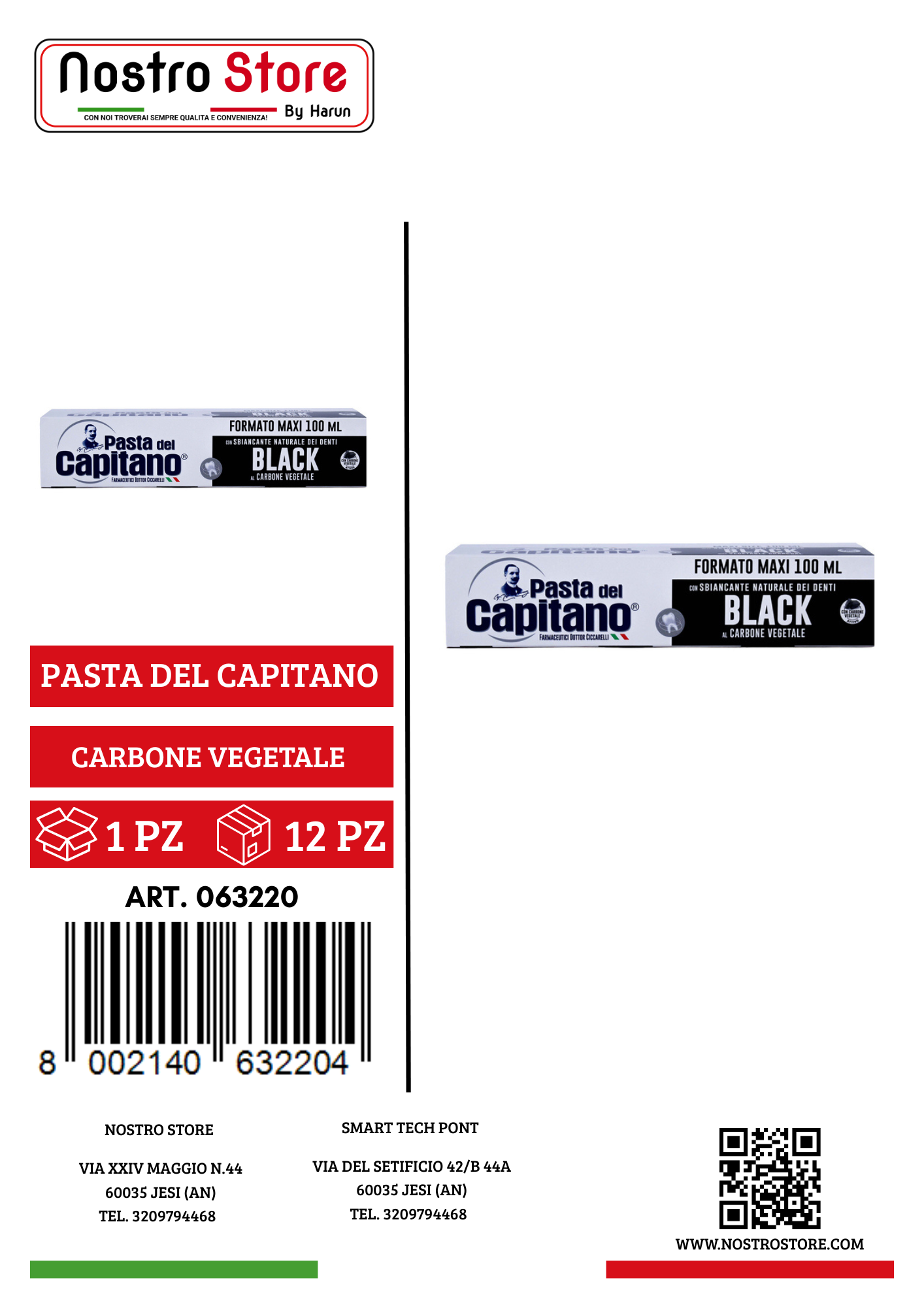 PASTA DEL CAPITANO DENT.100ML CARBONE VEGETALE