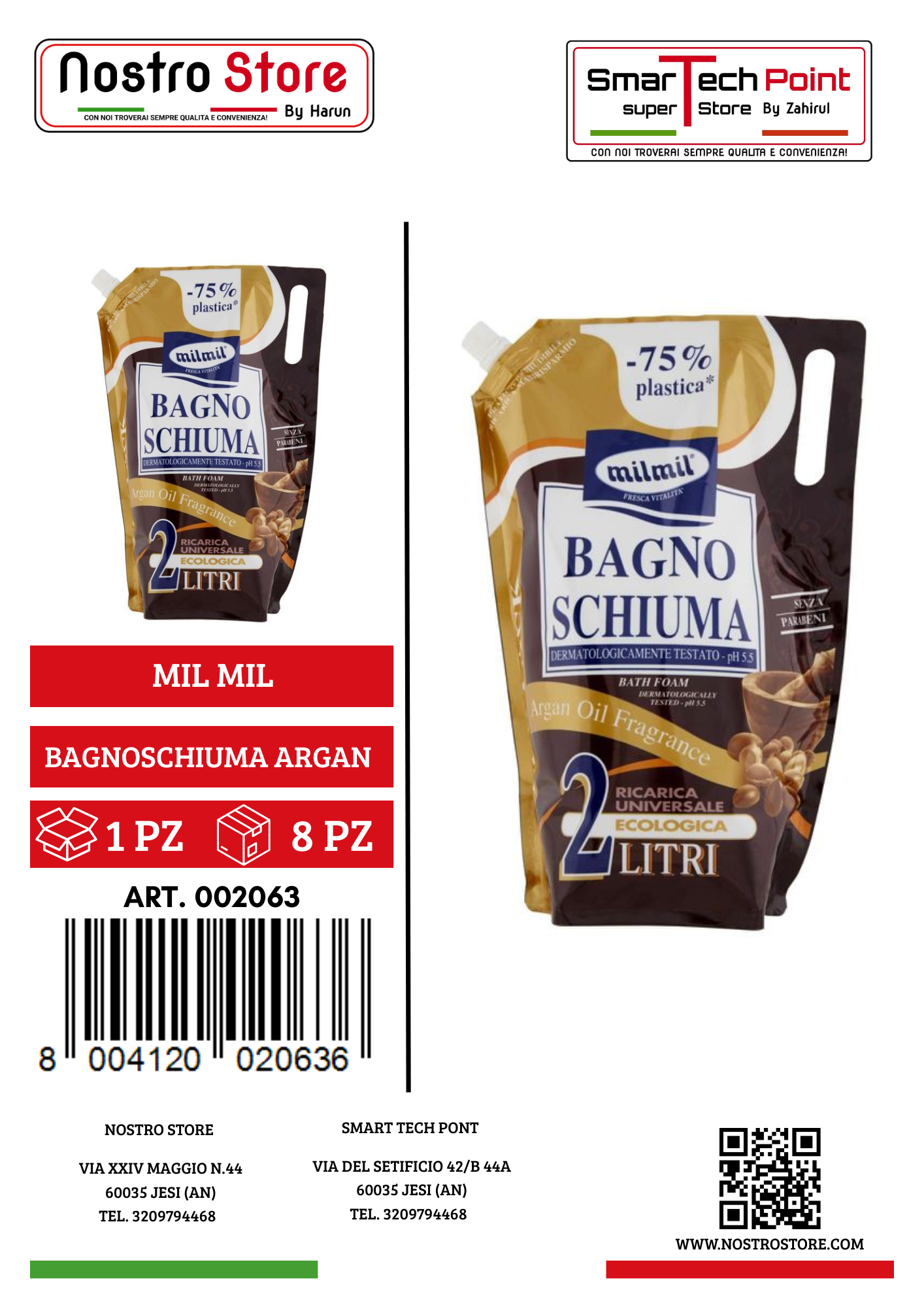 MIL MIL BAGNOSCHIUMA ARGAN OIL FRAGRANCE BUSTA 2000ML