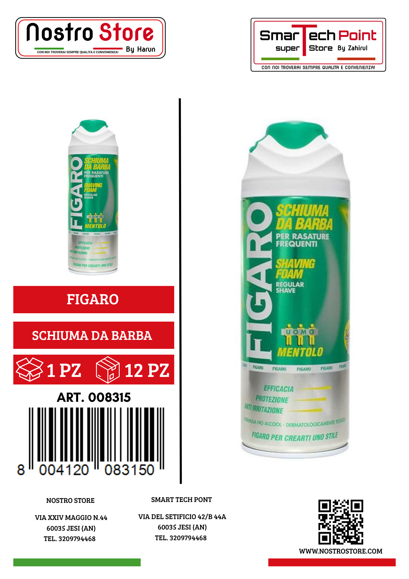 FIGARO SCHIUMA DA BARBA MENTOLO 400ML
