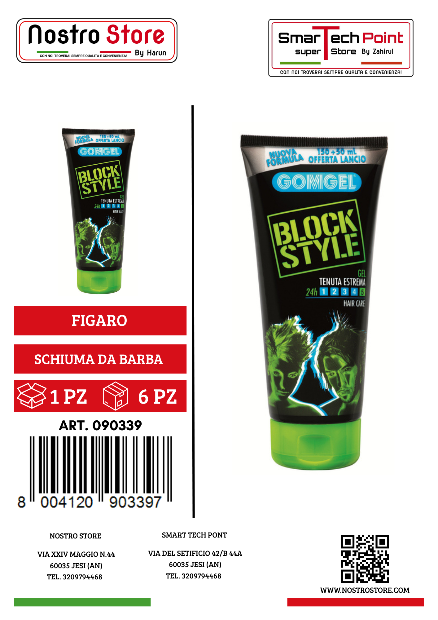 GOMGEL BLOCK STYLE TUBO 150ML+50ML