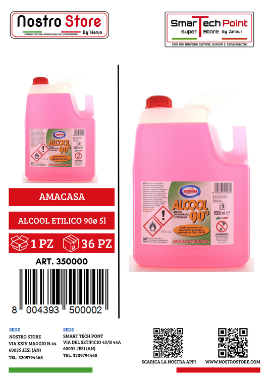 AMACASA ALCOOL ETILICO 90ø TANICA 5 LT