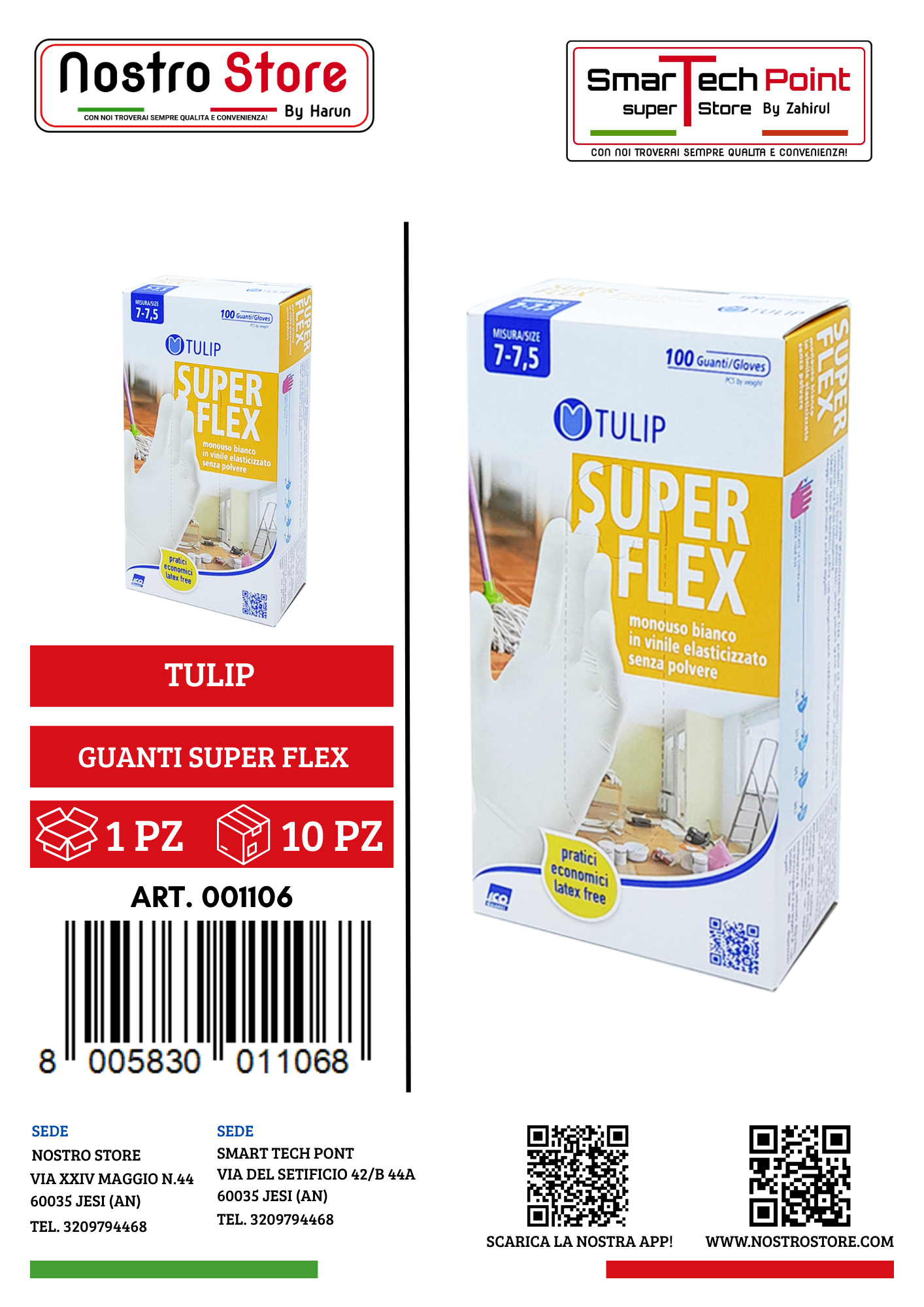 TULIP GUANTI SUPER FLEX VINILE BIANCO TAGLIA M 100 PZ TVC