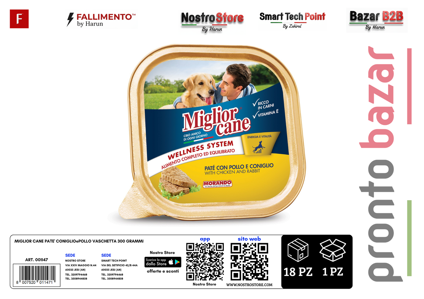 MIGLIOR CANE PATE' CONIGLIOePOLLO VASCHETTA 300 GRAMMI
