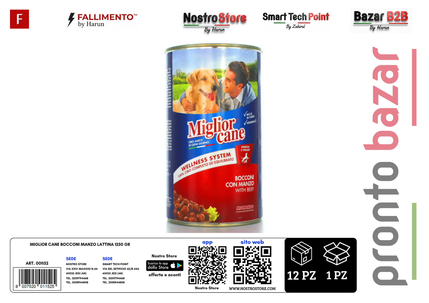 MIGLIOR CANE BOCCONI MANZO LATTINA 1250 GR