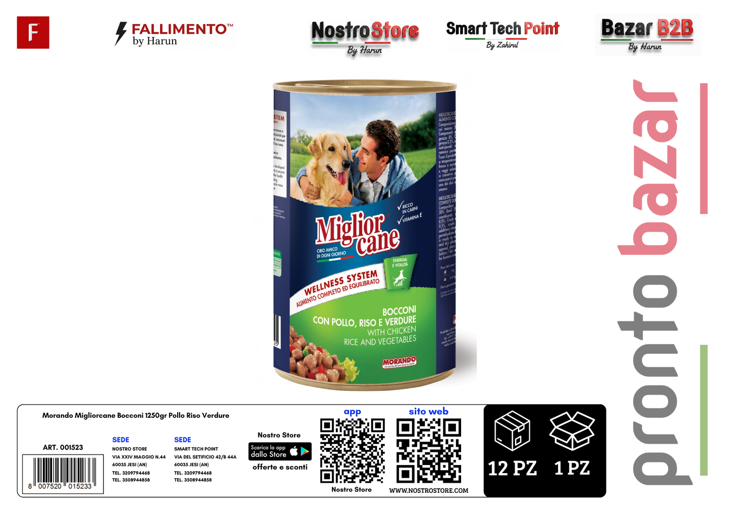 Morando Migliorcane Bocconi 1250gr Pollo Riso Verdure