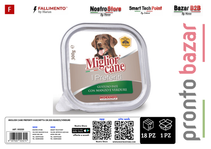 MIGLIOR CANE PREFERITI VASCHETTA GR.300 MANZO/VERDURE