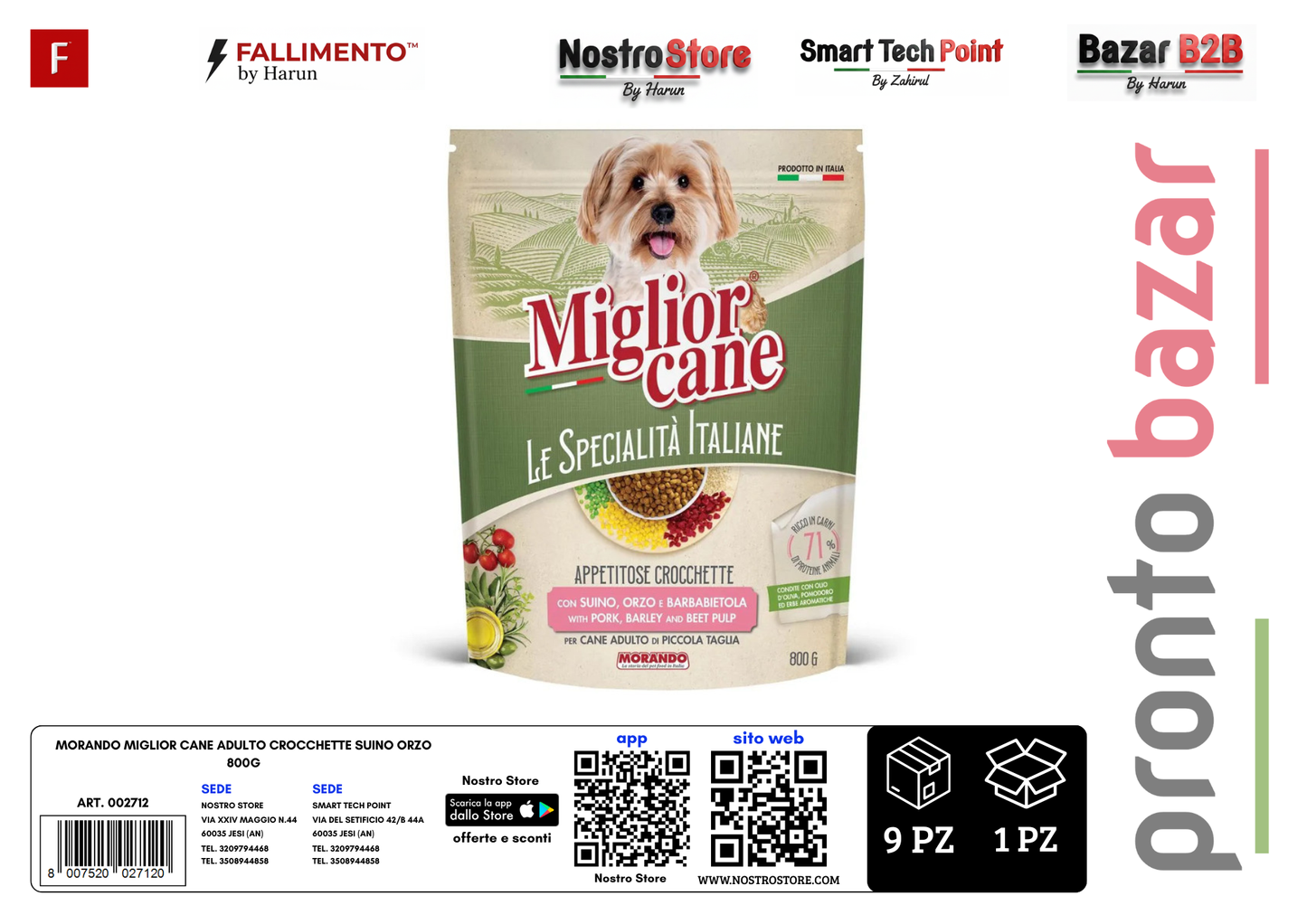 MORANDO MIGLIOR CANE ADULTO CROCCHETTE SUINO ORZO 800G