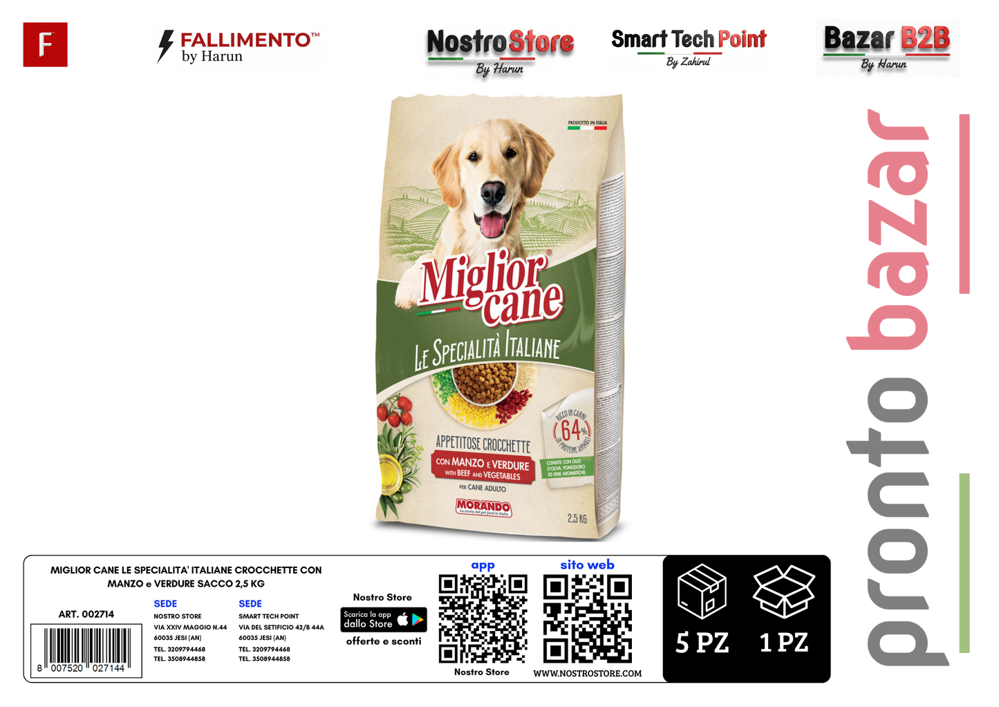 MIGLIOR CANE LE SPECIALITA' ITALIANE CROCCHETTE CON MANZO e VERDURE SACCO 2,5 KG