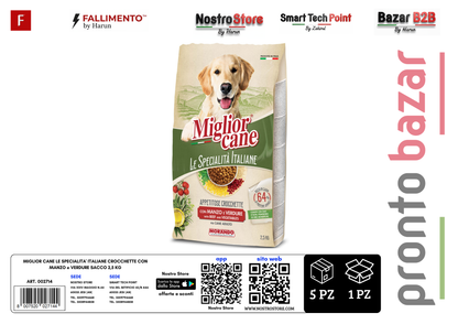 MIGLIOR CANE LE SPECIALITA' ITALIANE CROCCHETTE CON MANZO e VERDURE SACCO 2,5 KG