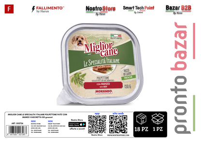 MIGLIOR CANE LE SPECIALITA' ITALIANE POLPETTONE PATE' CON MANZO VASCHETTA 150 grammi