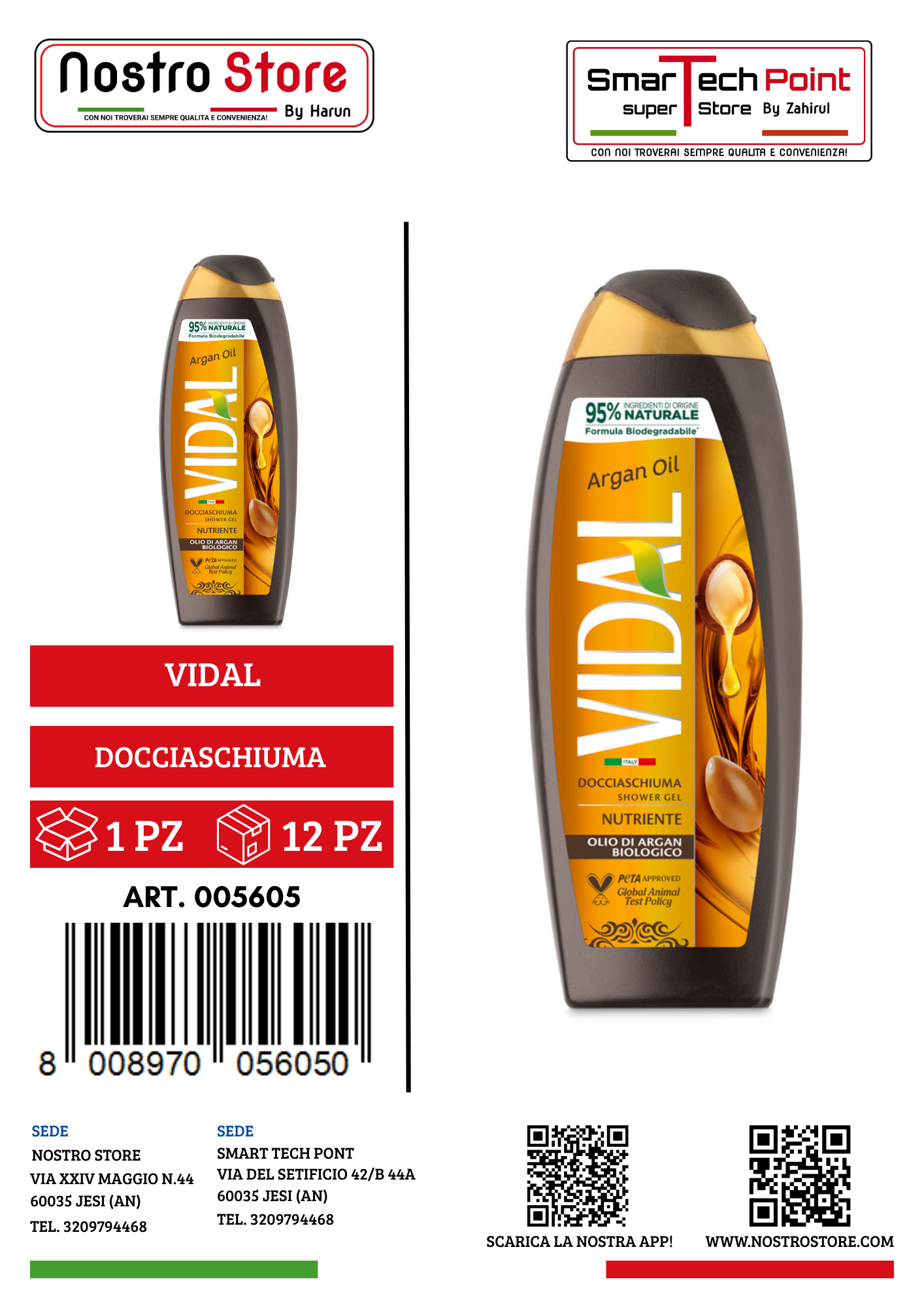 VIDAL DOCCIASCHIUMA ARGAN OIL (NEW) 250 ML