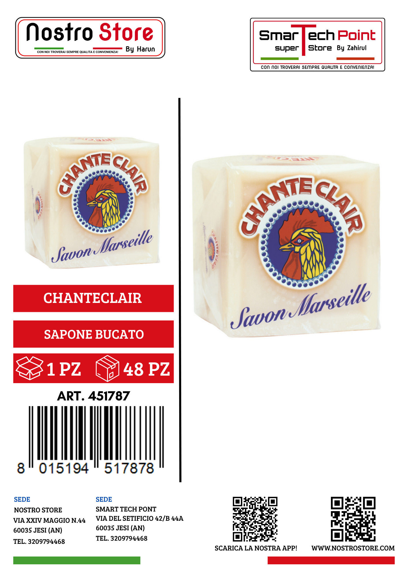 CHANTECLAIR SAPONE BUCATO MARSIGLIA CUBO 250GR