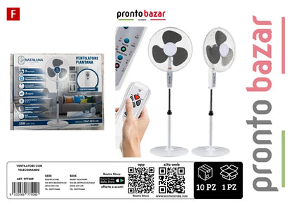 Ventilatore A Piantana Con Telecomando 50W 3 Velocità timer 50x128cm oscillante