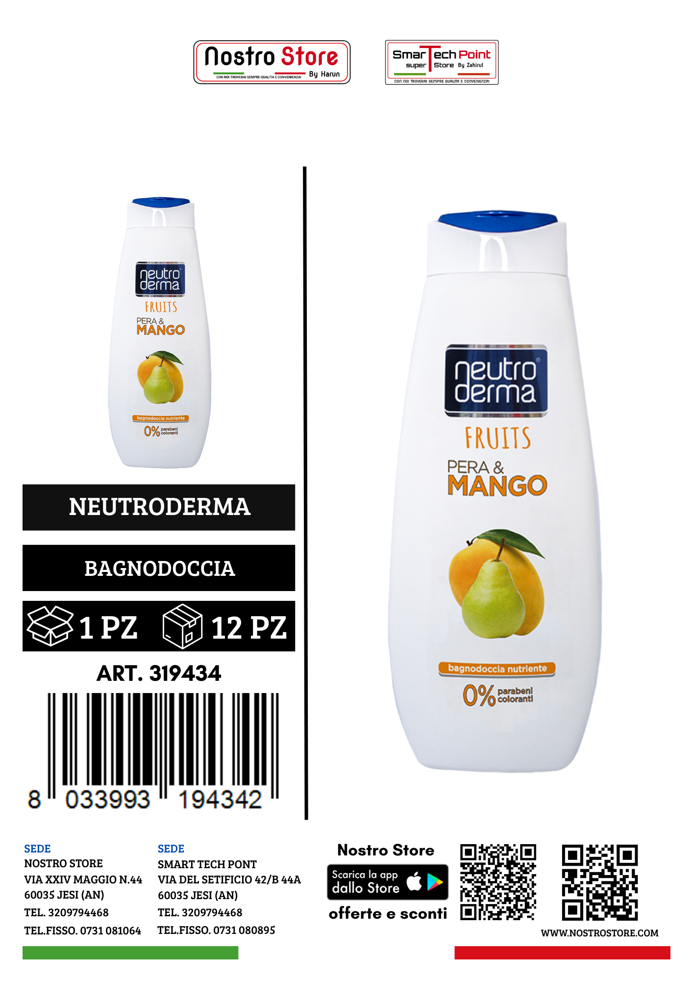 NEUTRODERMA BAGNODOCCIA FRUITS PERA E MANGO 500ML