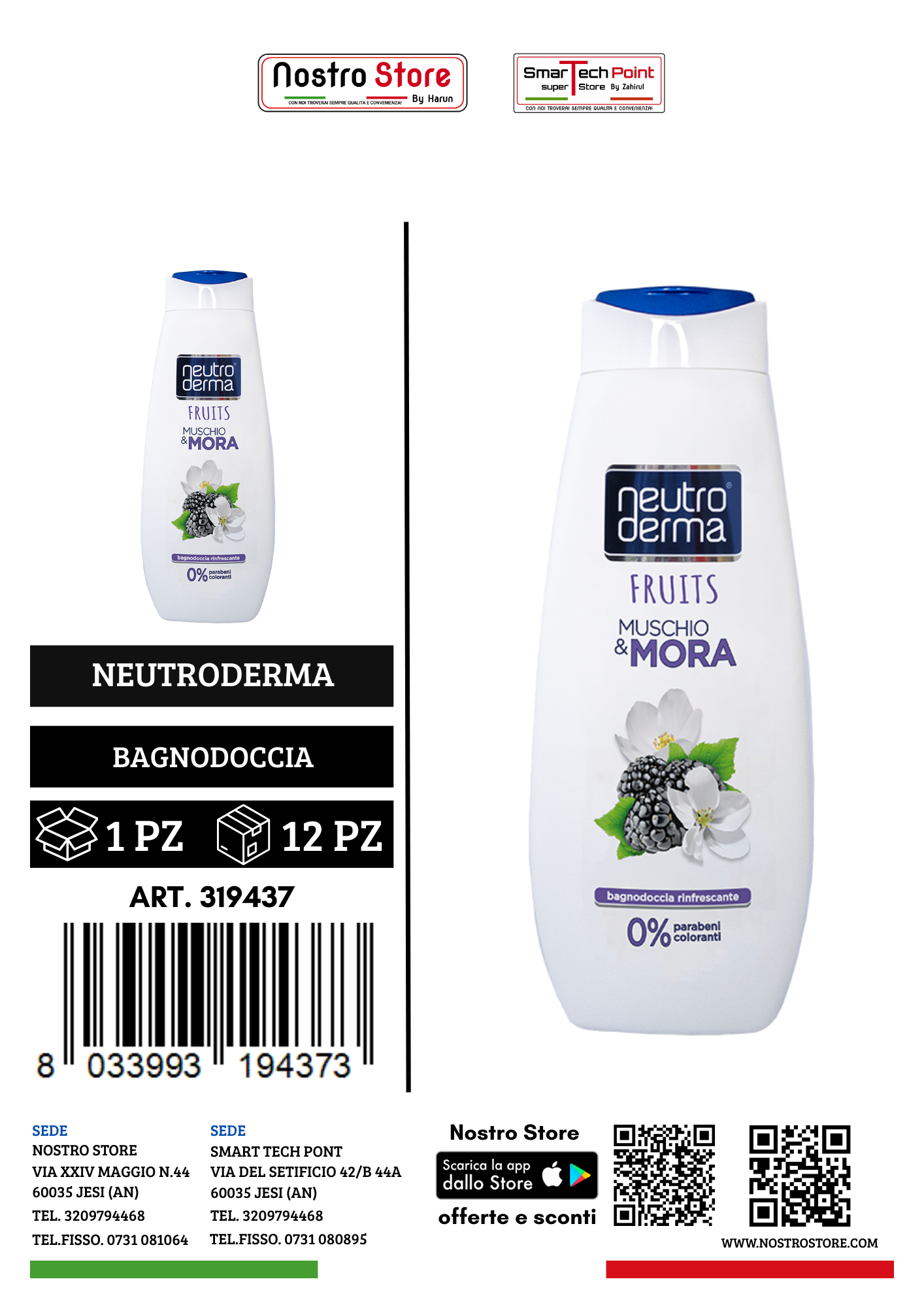 NEUTRODERMA BAGNODOCCIA FRUITS MUSCHIO E MORA 500ML