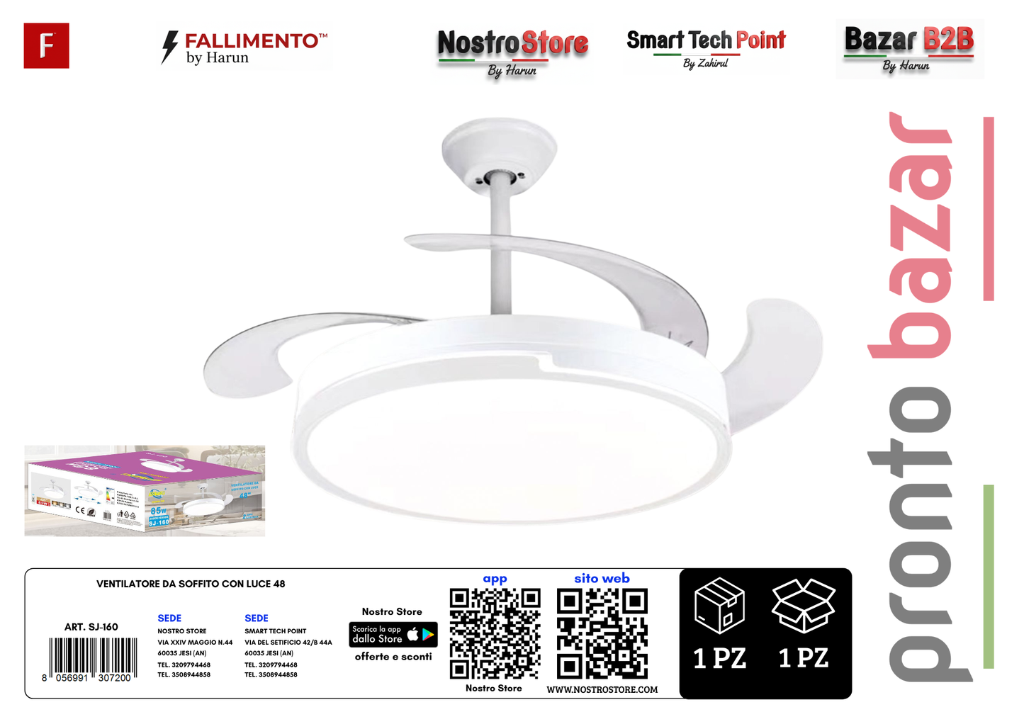 VENTILATORE DA SOFFITTO CON LUCE 48