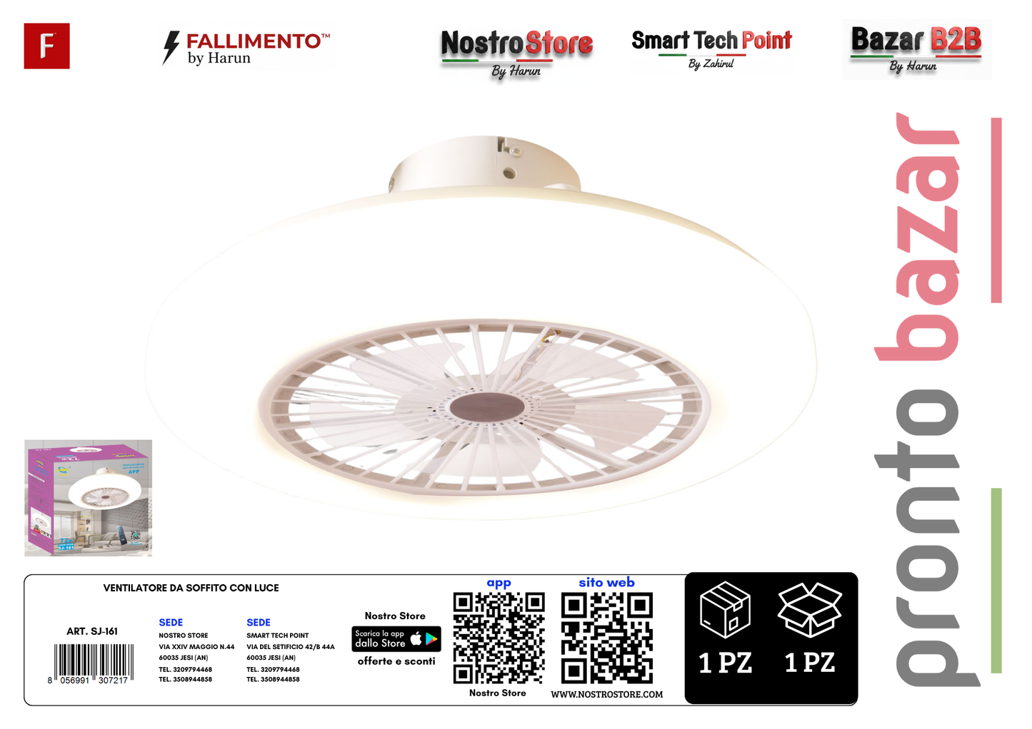 VENTILATORE DA SOFFITTO CON LUCE