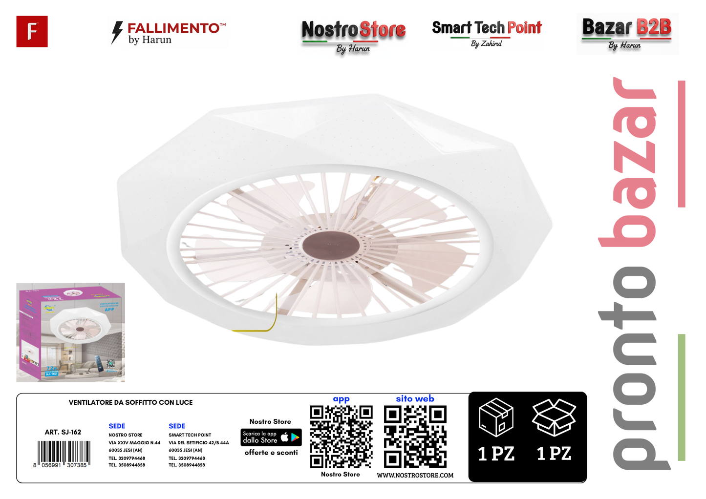 VENTILATORE DA SOFFITTO CON LUCE