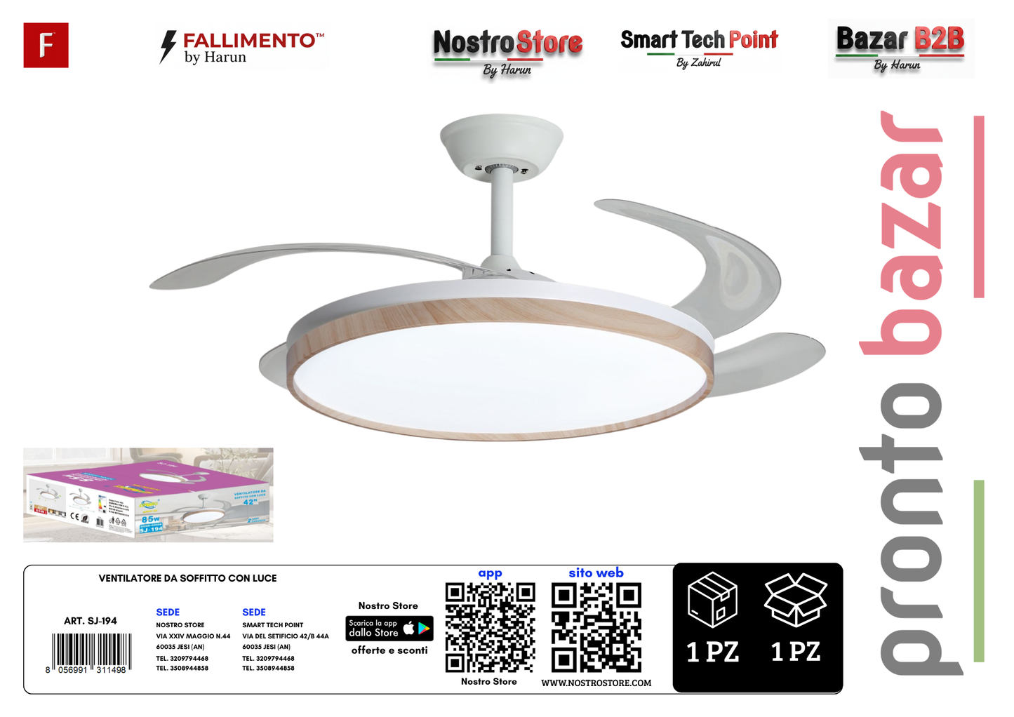 VENTILATORE DA SOFFITTO CON LUCE