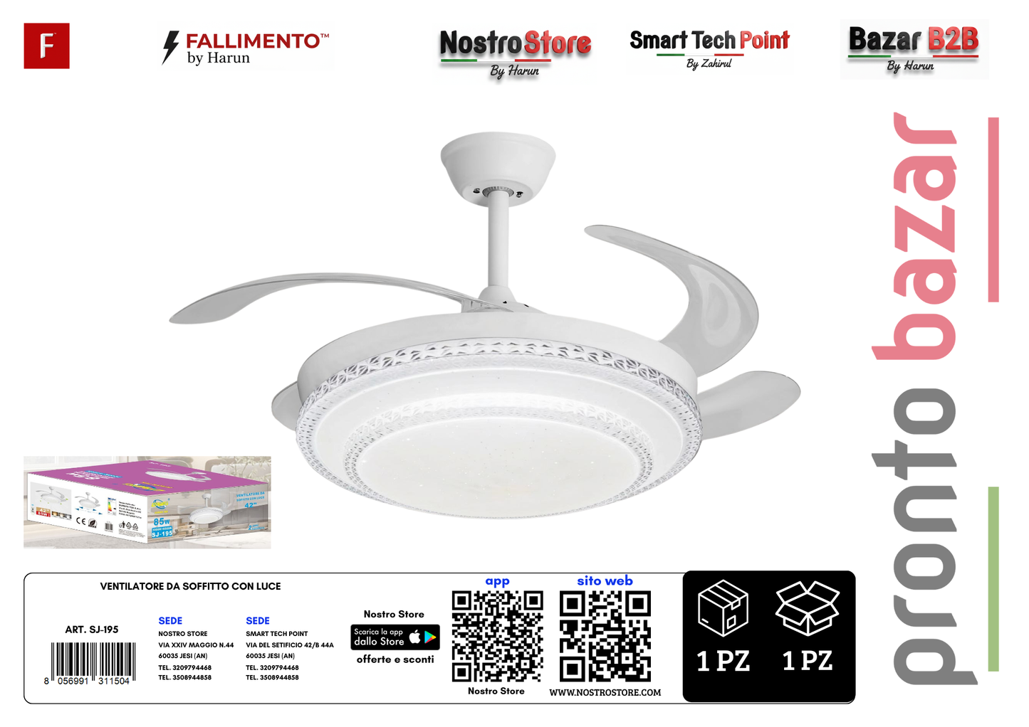 VENTILATORE DA SOFFITTO CON LUCE