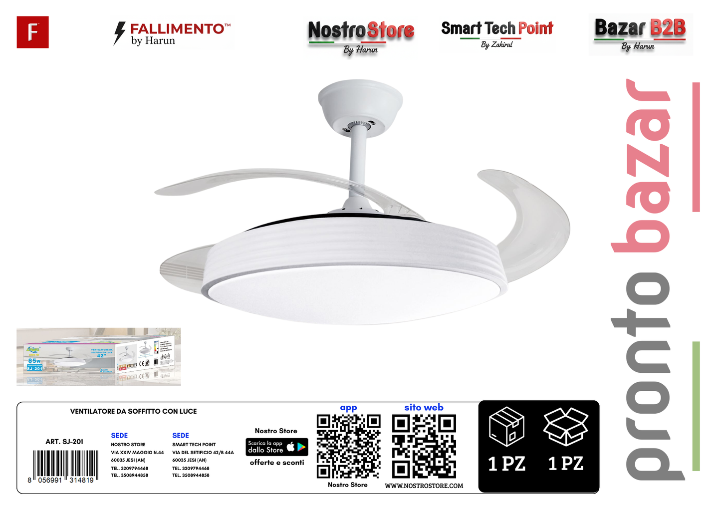 VENTILATORE DA SOFFITTO CON LUCE