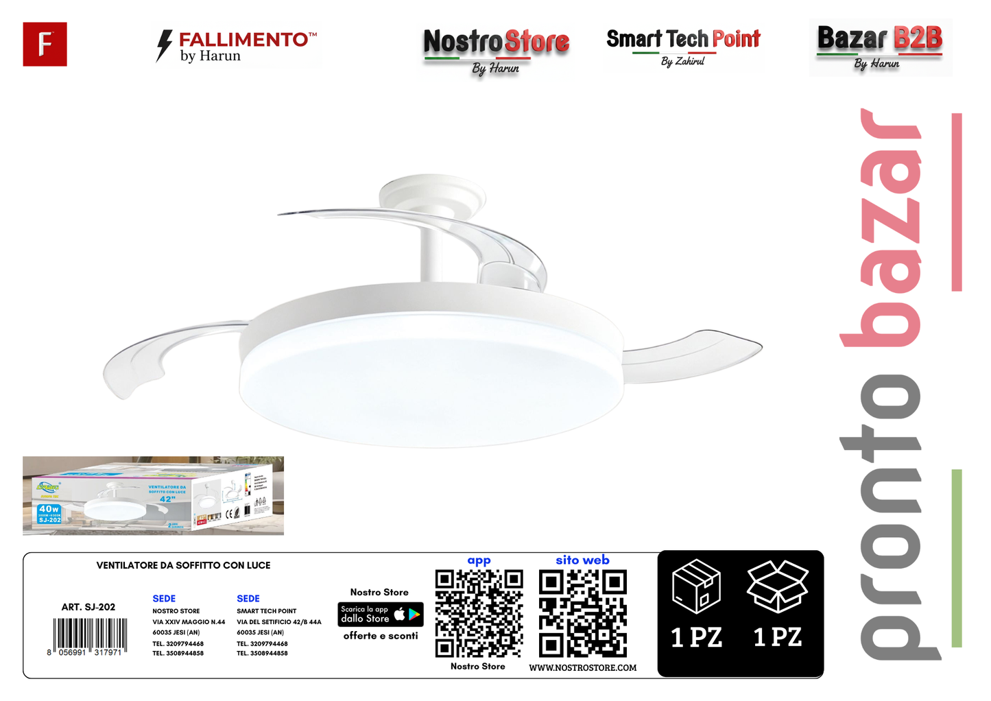 VENTILATORE DA SOFFITTO CON LUCE