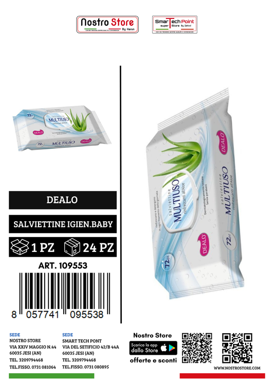 DEALO SALVIETTINE IGIEN.BABY 72PZ.MULTIUSO GOFFRATE