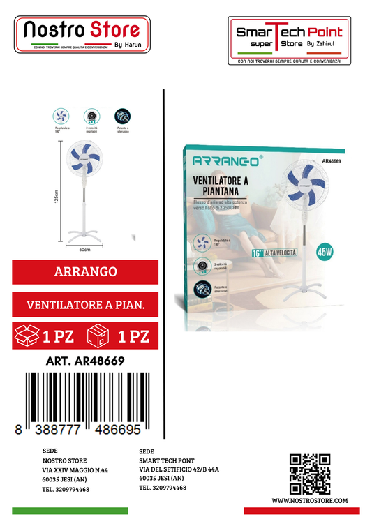 VENTILATORE A PIANTANA 55W 5 PALE