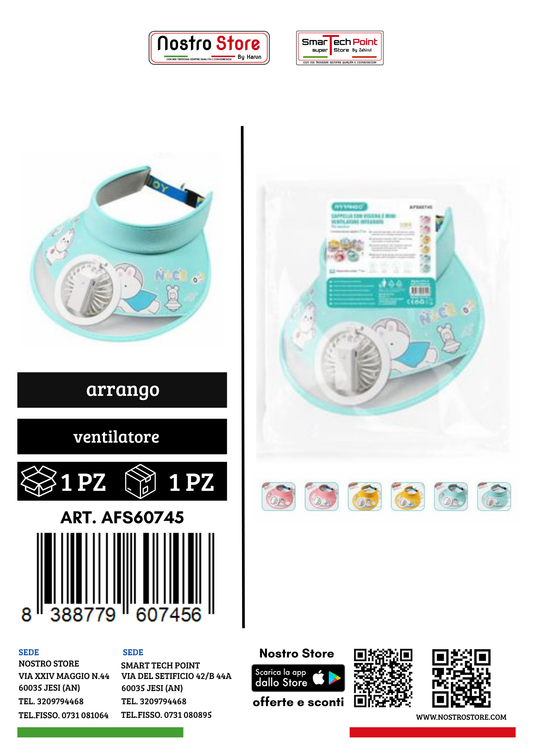 CAPELLO CON VISIERA E MINI VENTILATORE INTEGRATO