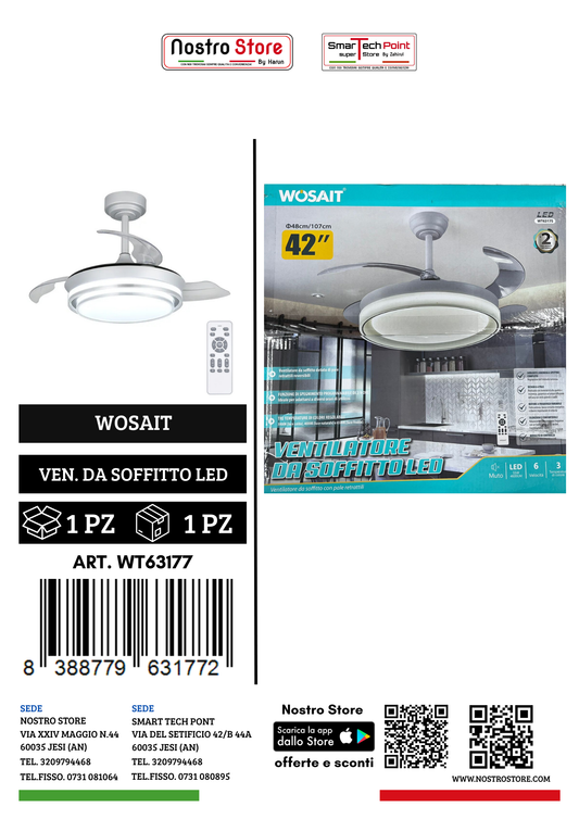 VENTILATORE DA SOFFITTO LED