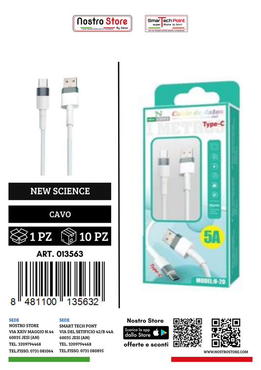 5A CAVO  USB FOR TYPE-C 1M U-20
