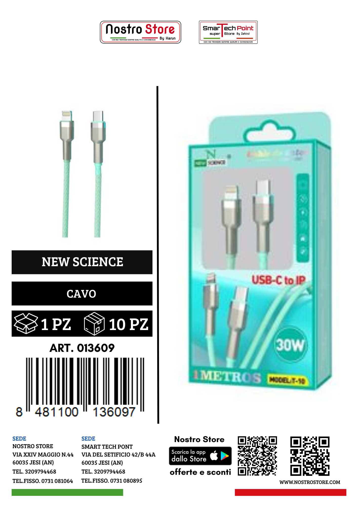 30W  CAVO PD USB-C IPHONE 1M