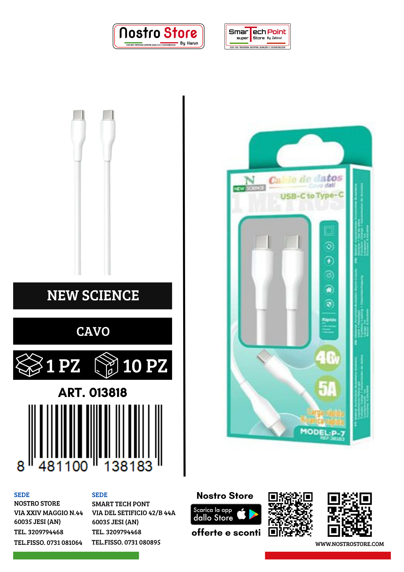 5A CAVO PD  USB-C TYPE-C 1M P-7