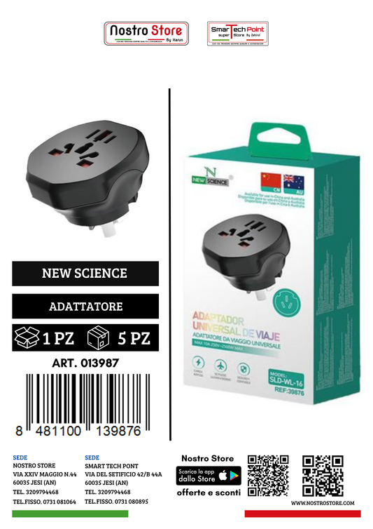 ADATTATORE UNIVERSALE CHINA/ AUSTRALIA WL-16