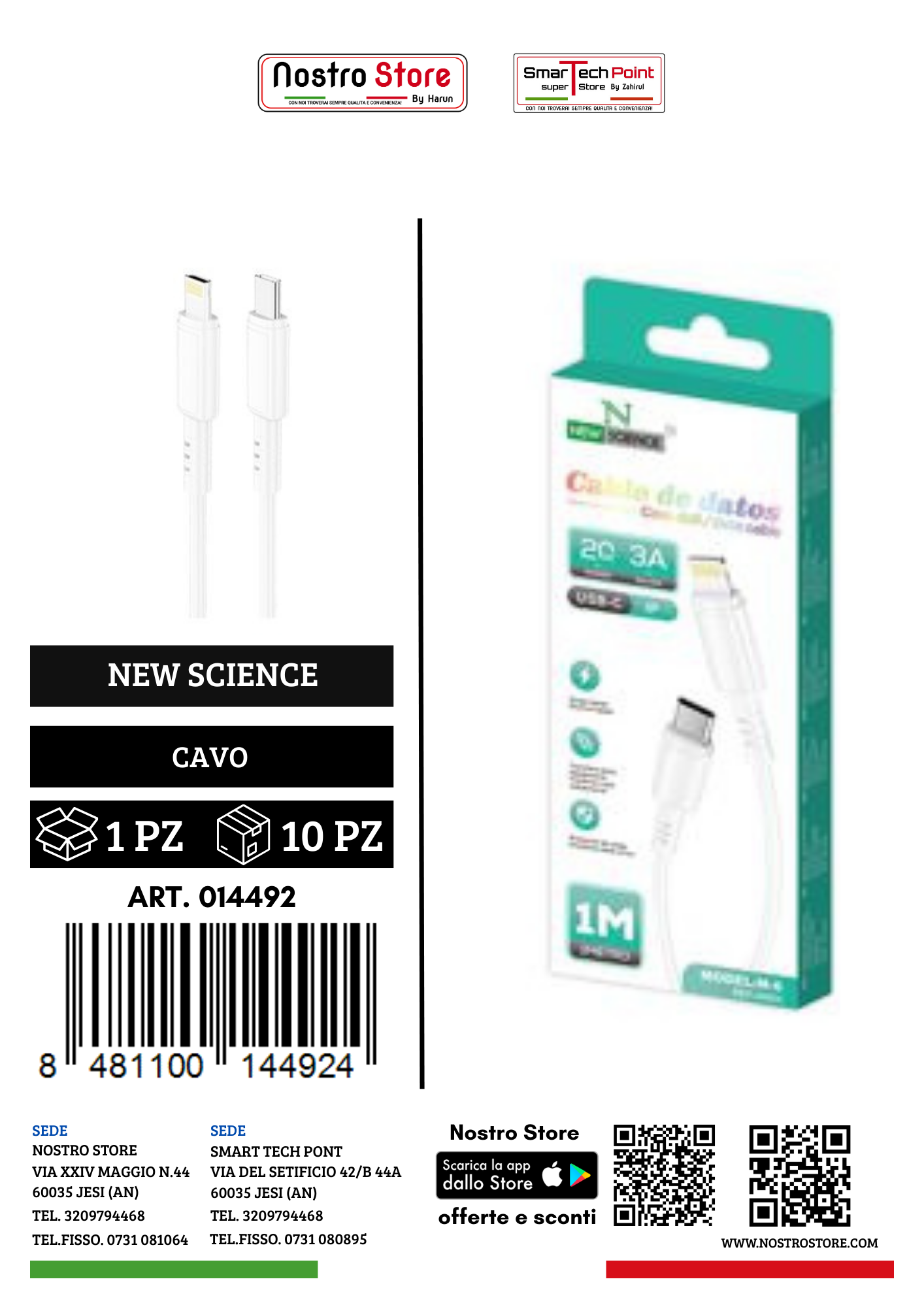 3A/20W CAVO  USB-C IPHONE 1M