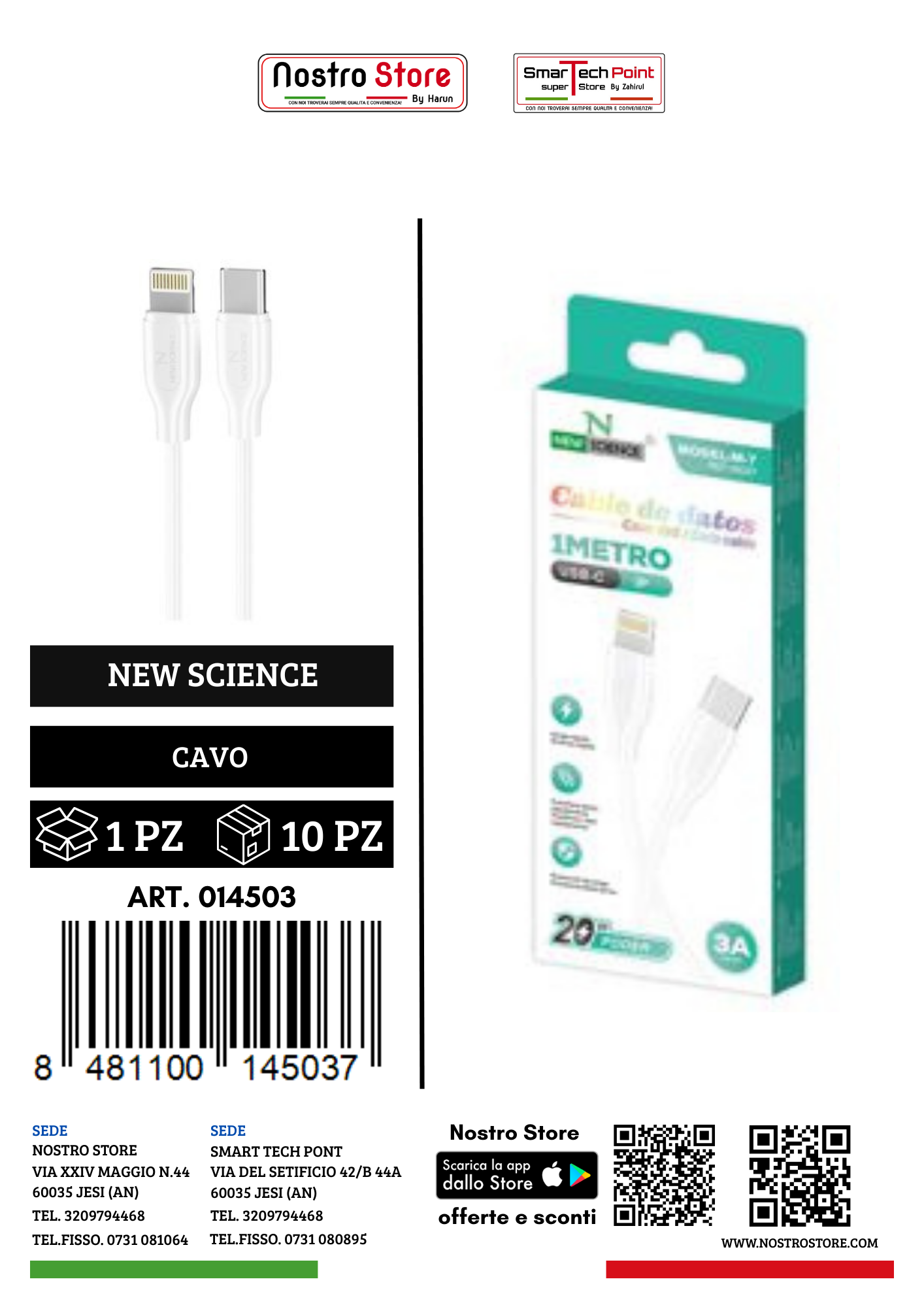 3A/20W CAVO  USB-C IPHONE 1M