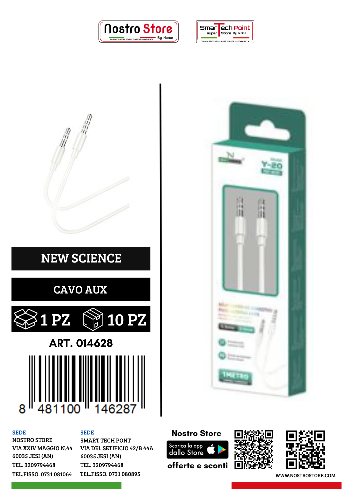 3.5 AUX AUDIO CABLE 1 METRO Y 20