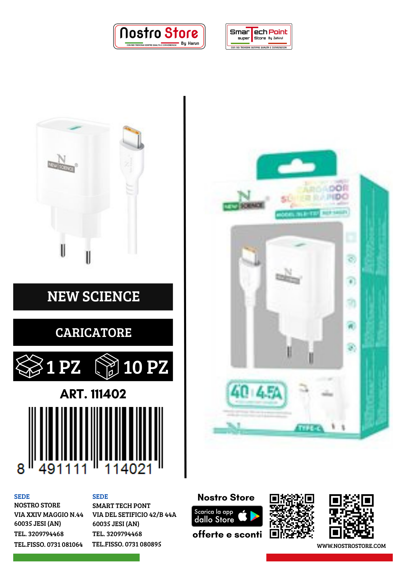 4.5A/40W  CARICATORE PER SPINA C/ USB TYPE-C SLD-T37