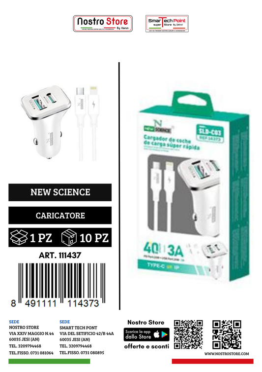CARICATORE PER AUTO CON  USB+PD FOR IPHONE