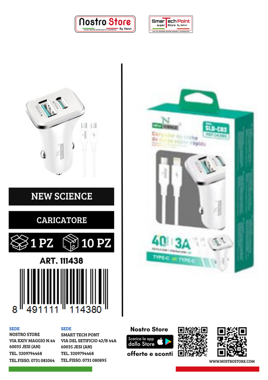 CARICATORE PER AUTO CON  USB+PD FOR TYPE-C