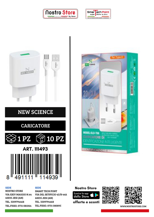 3.0A  CARICATORE PER SPINA C/ USB TYPE-C SLD-T06