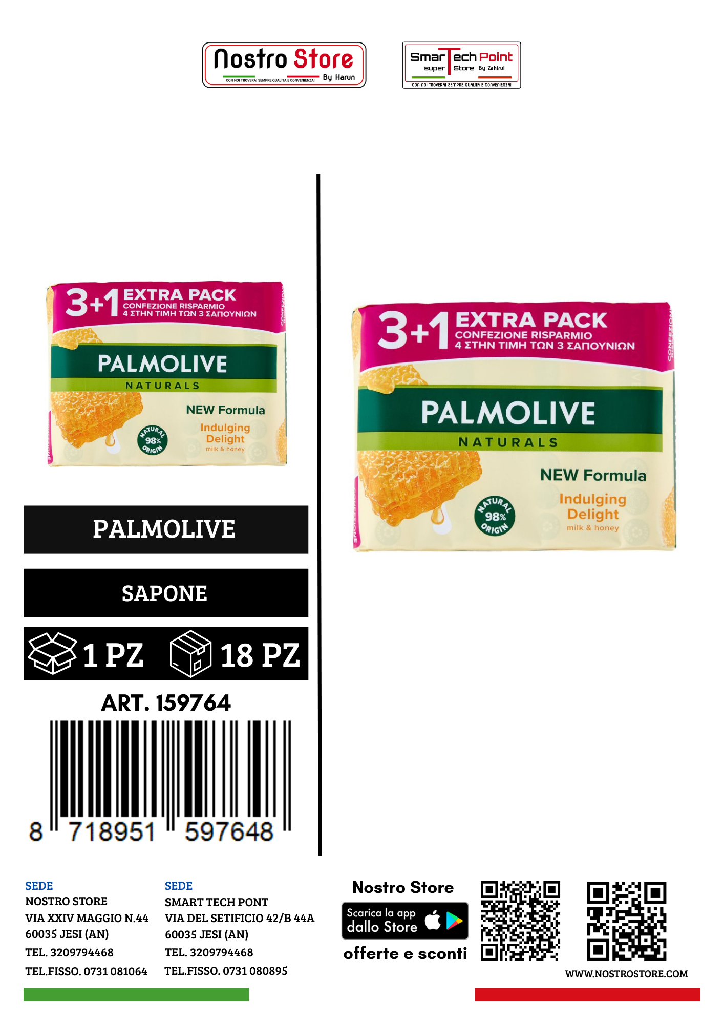 PALMOLIVE SAPONE LATTE E MIELE 90GR 3+1 PZ