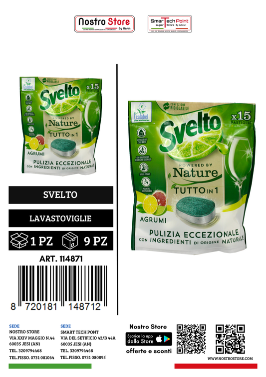 SVELTO LAVASTOVIGLIE TUTTOIN1 15TABS AGRUMI BYNATURE