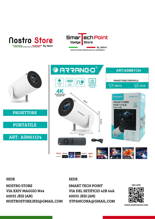 PREMIUM MINI PROIETTORE SMART - HD 720P ANDROID 11.0