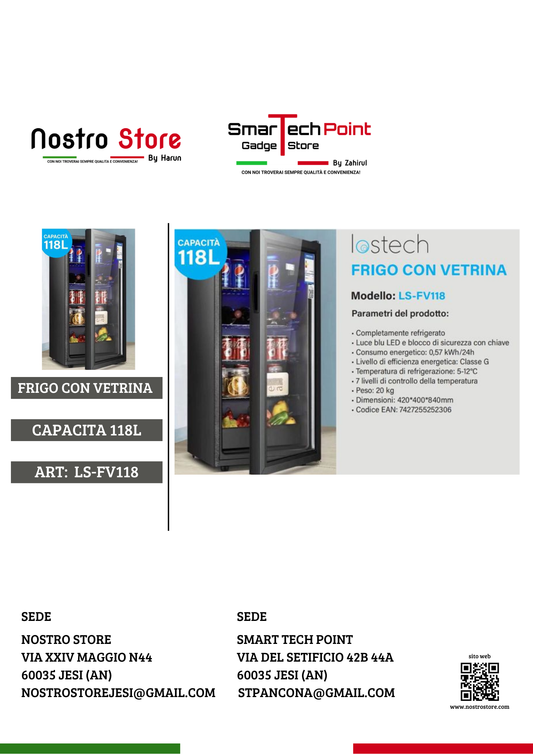 LOSTECH LS-FV118 FRIGO CON VETRINA 118L