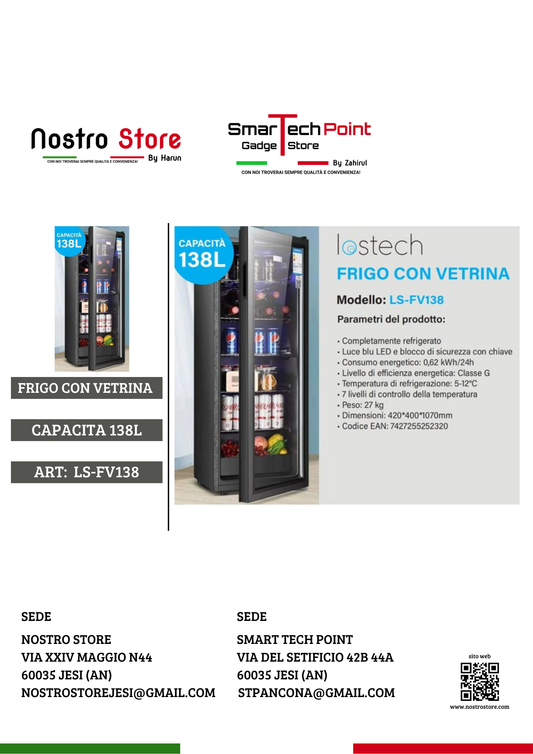LOSTECH LS-FV138 FRIGO CON VETRINA 138L
