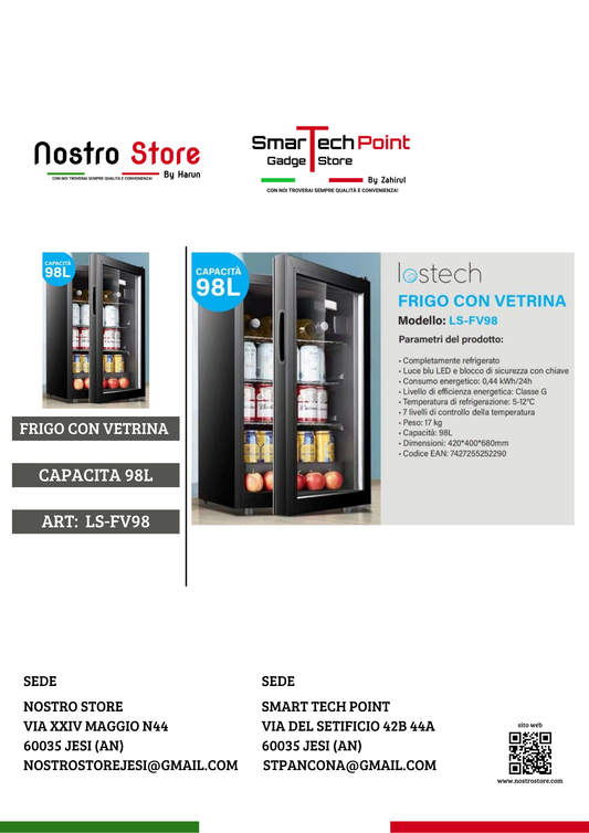 LOSTECH LS-FV98 FRIGO CON VETRINA 98L